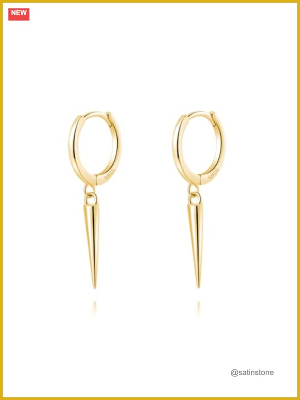 Sterling Silver Spike Small Hoop Earrings Geometric Huggie Drop